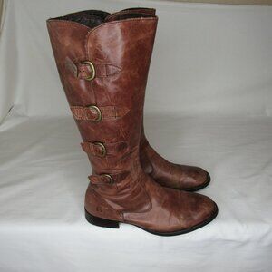 Born Brown Leather CUATROS Knee High Riding Boots Women's 10